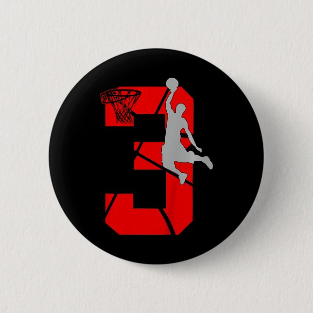 Chapa Redonda De 5 Cm Tercer partido de cumpleaños de básquetbol para ni (Anverso)