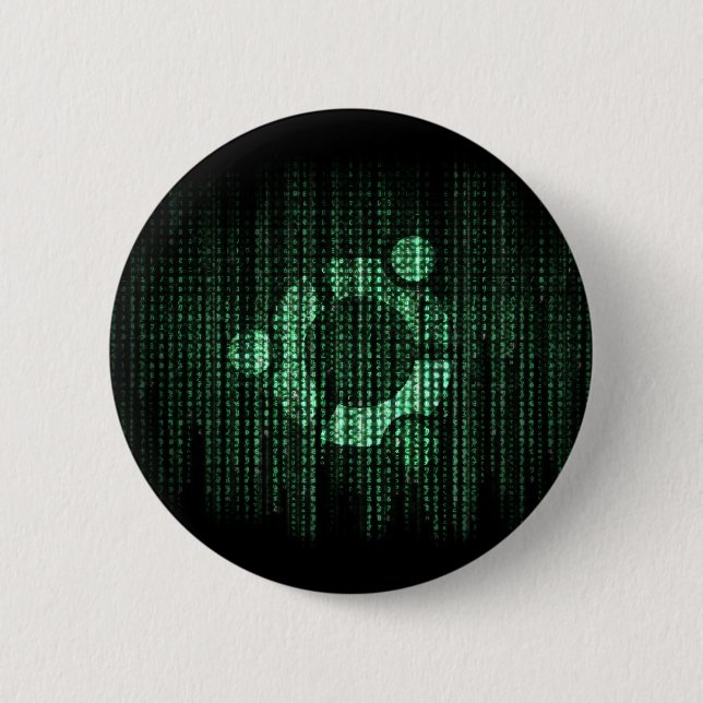 Chapa Redonda De 5 Cm Terminal verde de Linux (Anverso)