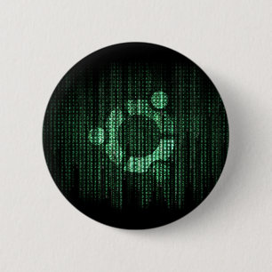 Chapa Redonda De 5 Cm Terminal verde de Linux