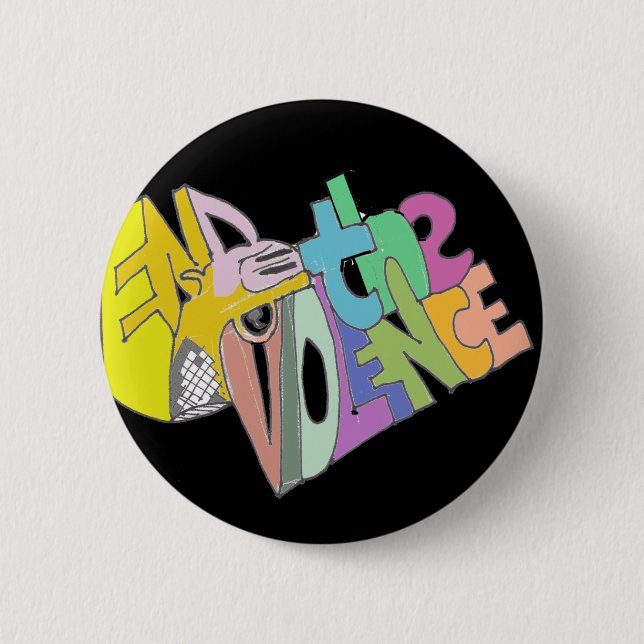 Chapa Redonda De 5 Cm Termine la violencia (Anverso)