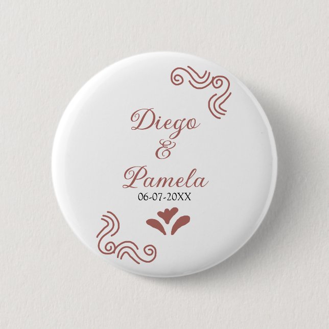 Chapa Redonda De 5 Cm Terracota pareja de bodas rústicos negros de Españ (Anverso)