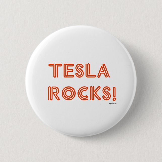 Chapa Redonda De 5 Cm ¡Tesla Rocks! (Anverso)