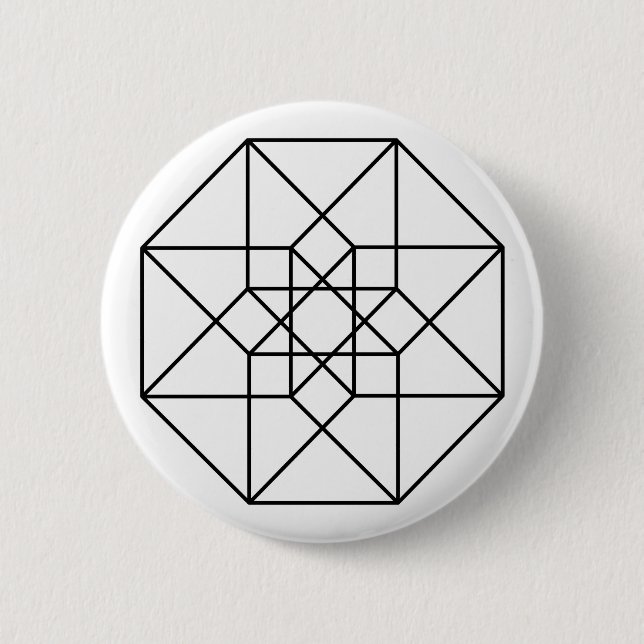 Chapa Redonda De 5 Cm Tesseract (esquema negro) (Anverso)
