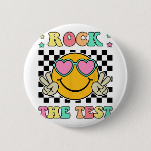 Chapa Redonda De 5 Cm Test Groovy Happy Testing Day For Teacher Stud
