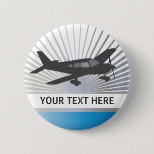 Chapa Redonda De 5 Cm Texto del personalizar - aeroplano del ala baja