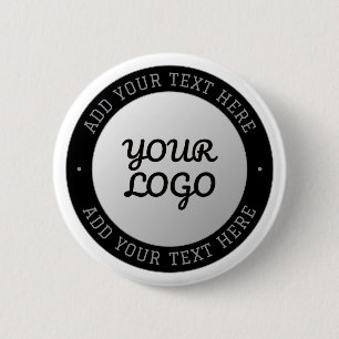 Chapa Redonda De 5 Cm Texto personalizable y logotipo Gradiente gris