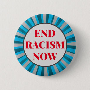 Chapa Redonda De 5 Cm Texto personalizado Azul/Gris/Rojo Fin al racismo 