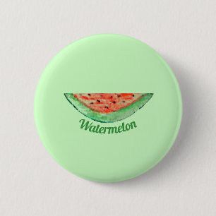 Chapa Redonda De 5 Cm Texto personalizado Nombre de fruta de sandía en v