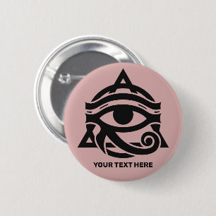 Chapa Redonda De 5 Cm Texto personalizado y el ojo de color de Horus