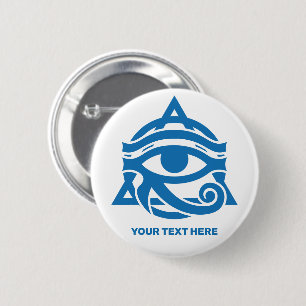 Chapa Redonda De 5 Cm Texto personalizado y el ojo de color de Horus