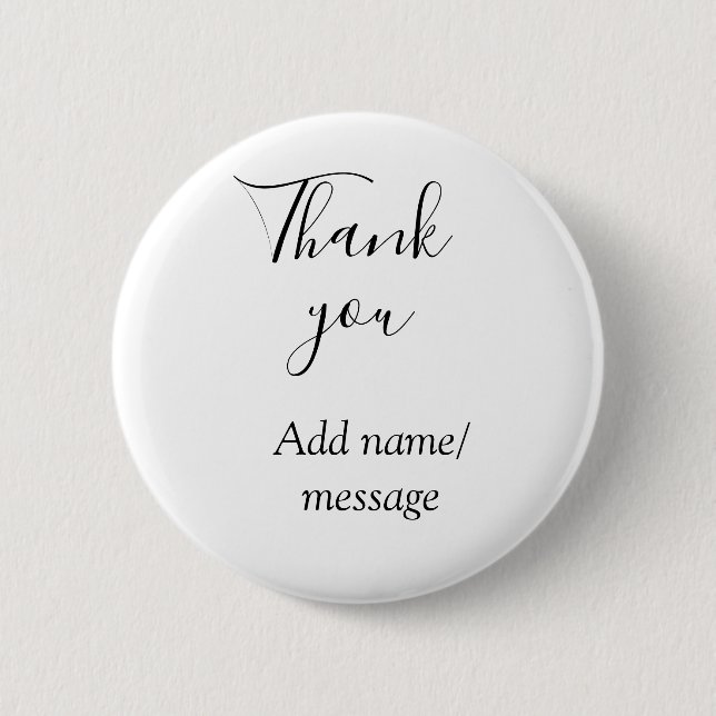 Chapa Redonda De 5 Cm Thank you add name message simple stylish calligra (Anverso)