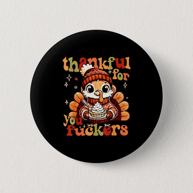 Chapa Redonda De 5 Cm Thankful For You Forers Thanksgiving Turkey Pumpki (Anverso)