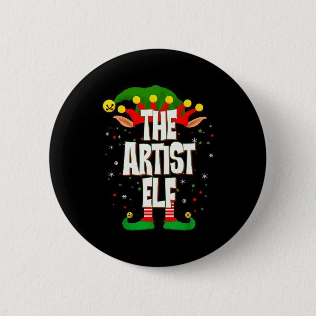 Chapa Redonda De 5 Cm The Artist Elf Christmas  (Anverso)