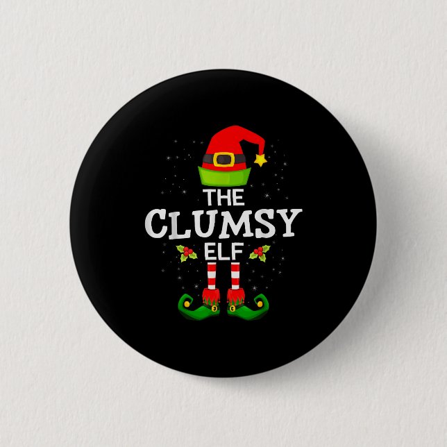 Chapa Redonda De 5 Cm The Clumsy Elf Christmas Family Matching Pajama  (Anverso)