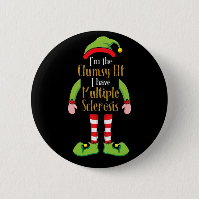 Chapa Redonda De 5 Cm The Clumsy Elf Christmas Multiple Sclerosis Ms S  (Anverso)