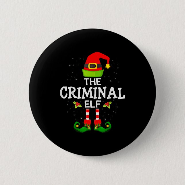 Chapa Redonda De 5 Cm The Criminal Elf Christmas Family Matching Pajama  (Anverso)