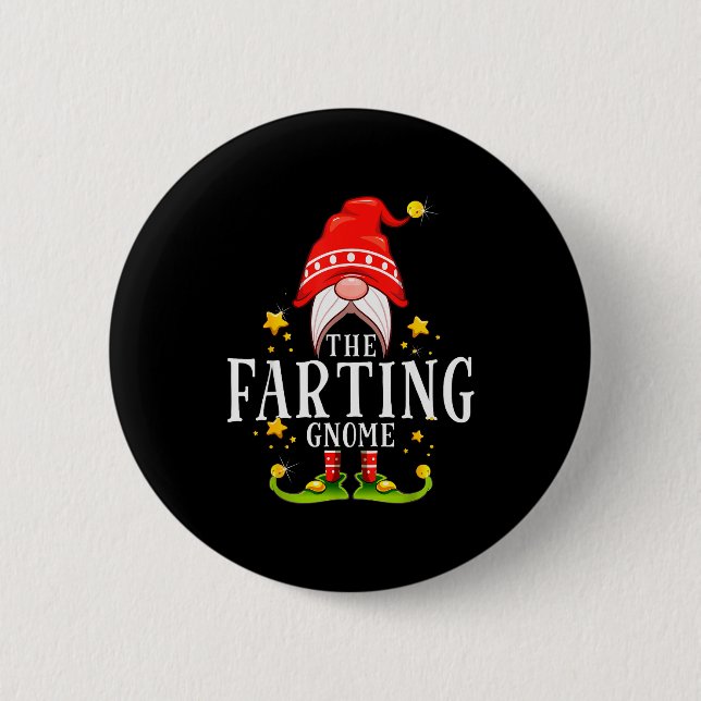 Chapa Redonda De 5 Cm The Farting Gnome Christmas Matching  (Anverso)