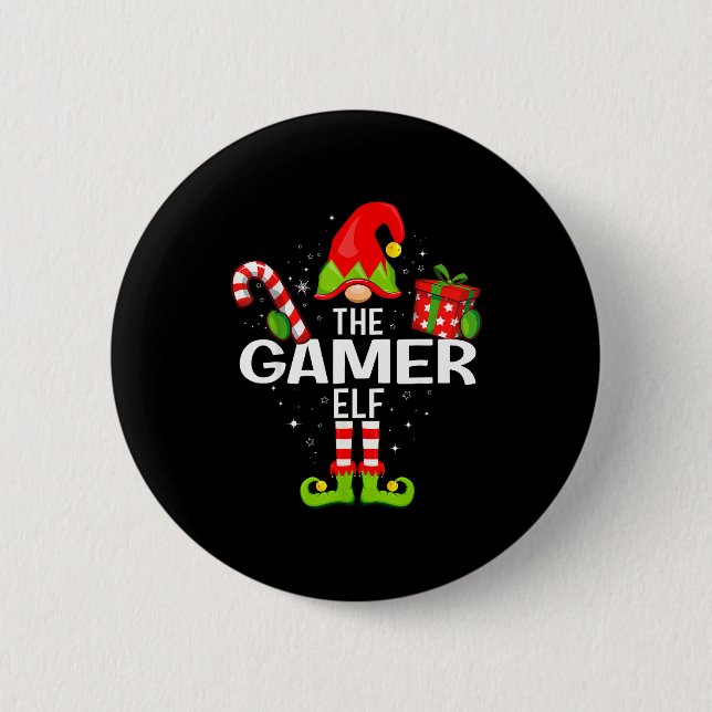 Chapa Redonda De 5 Cm The Gamer Elf Family Christmas Pajama Xmas  (Anverso)