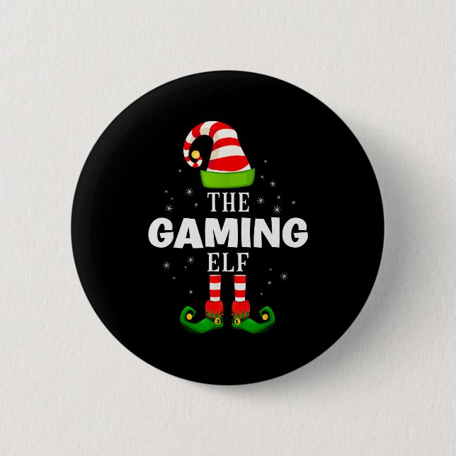 Chapa Redonda De 5 Cm The Gaming Elf Christmas Pjs Matching Pajama  (Anverso)
