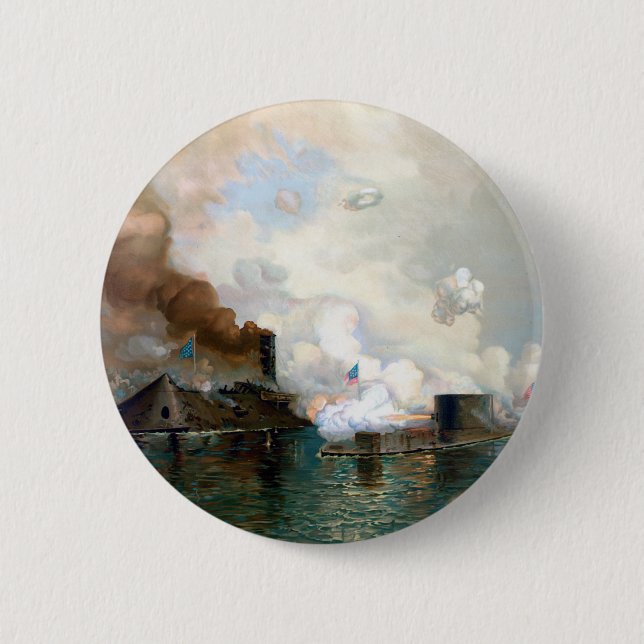 Chapa Redonda De 5 Cm The Monitor and Merrimack 1862 (Anverso)