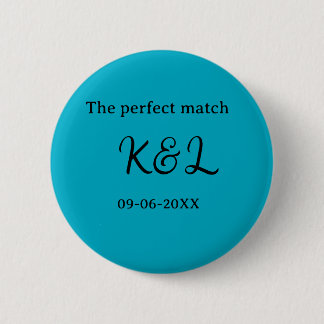 Chapa Redonda De 5 Cm The perfect match couple name letter date blue sim