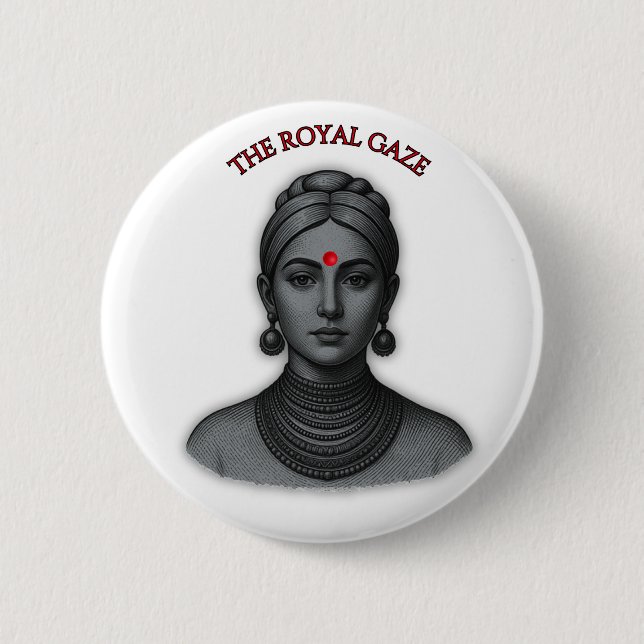 Chapa Redonda De 5 Cm The Royal Gaze - Indian Queen Line Art (Anverso)