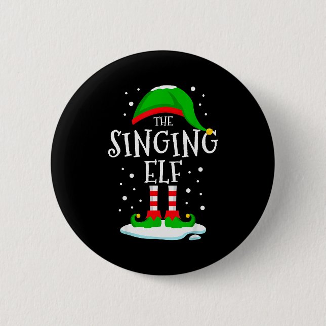 Chapa Redonda De 5 Cm The Singing Elf Christmas Family Matching Xmas Sin (Anverso)