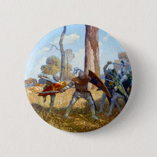 Chapa Redonda De 5 Cm The Slay of Sir Lamorak, c. 1922, por N.C. Wyeth