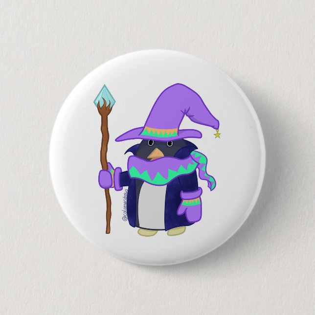 Chapa Redonda De 5 Cm The Wizard Penguin Badge (Anverso)