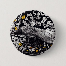 Chapa Redonda De 5 Cm Theo Van Hoytema Retro Peacock Clip Art Negro y