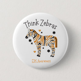 Chapa Redonda De 5 Cm "Think Zebras" Ehlers Danlos Syndrome Button