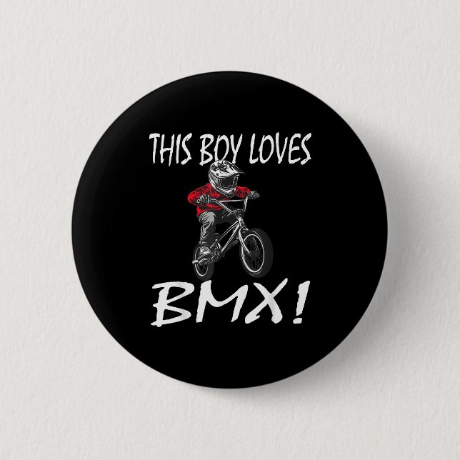 Chapa Redonda De 5 Cm This Boy Loves Bmx, Kids Bmx  (Anverso)
