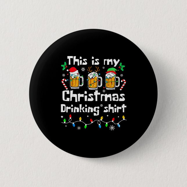 Chapa Redonda De 5 Cm This Is My Christmas Beer Drinking Funny Party Xma (Anverso)