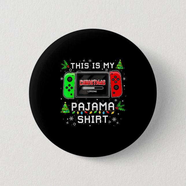 Chapa Redonda De 5 Cm This Is My Christmas Pajama Video Game Gamer Boys  (Anverso)