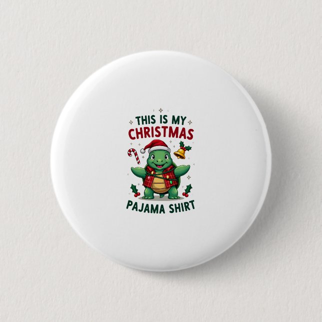 Chapa Redonda De 5 Cm This Is My Christmas Turtle Pajama Shirt Buffalo P (Anverso)