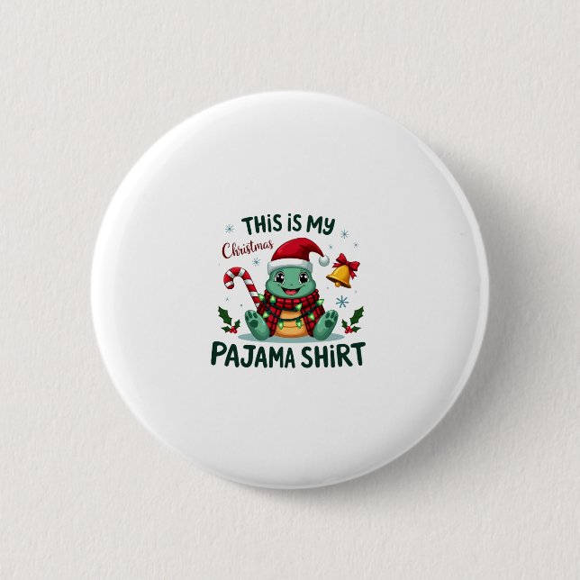 Chapa Redonda De 5 Cm This Is My Christmas Turtle Pajama Shirt Buffalo P (Anverso)