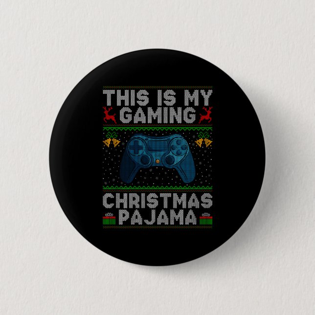 Chapa Redonda De 5 Cm This Is My Gaming Christmas Pajamas Ugly Xmas Swea (Anverso)