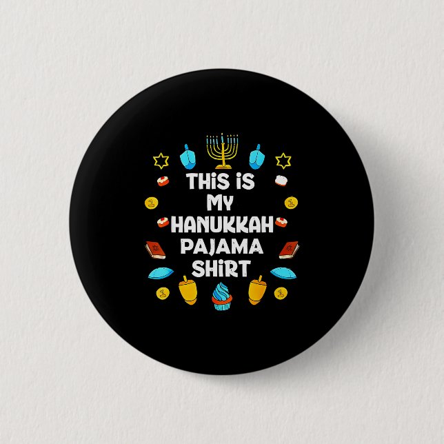 Chapa Redonda De 5 Cm This Is My Hanukkah Pajama Shirt Chanukah Jewish M (Anverso)