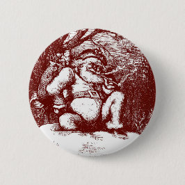 Chapa Redonda De 5 Cm Thomas Nast Papá Noel en tejado
