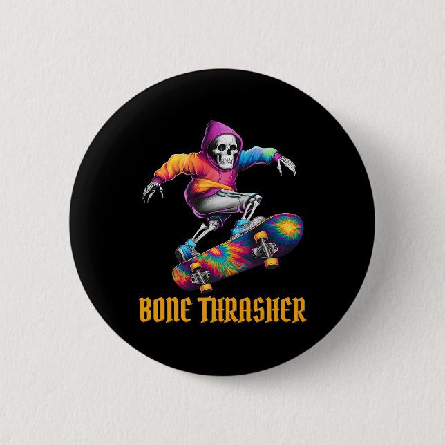Chapa Redonda De 5 Cm Thrasher Skeleton Halloween Costume (Anverso)