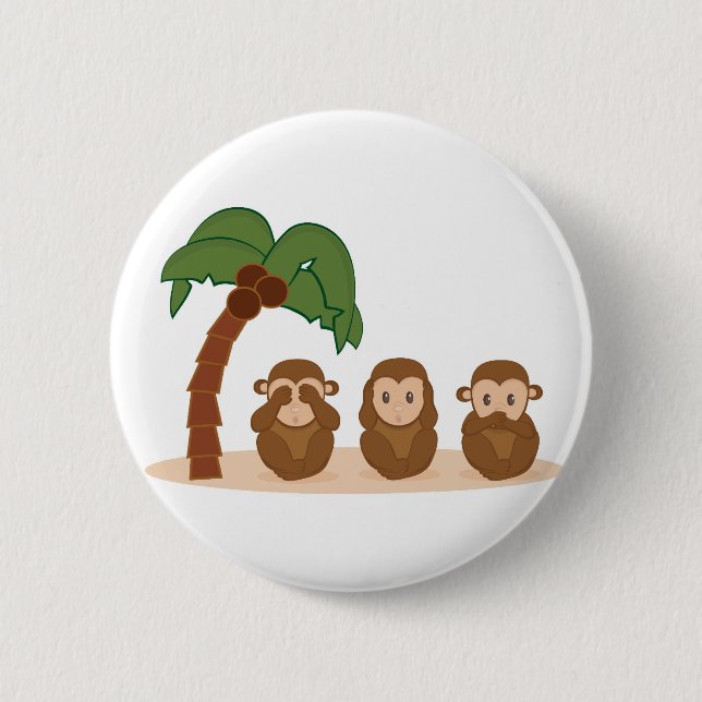 Chapa Redonda De 5 Cm Three little monkeys - três macaquinhos (Anverso)