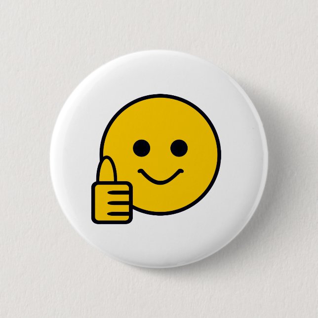 Chapa Redonda De 5 Cm Thumbup Happy Yellow Face (Anverso)