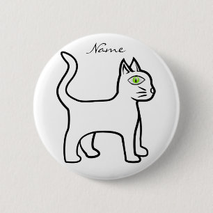 Chapa Redonda De 5 Cm Thunder_Cove de gato de ojo verde minimalista