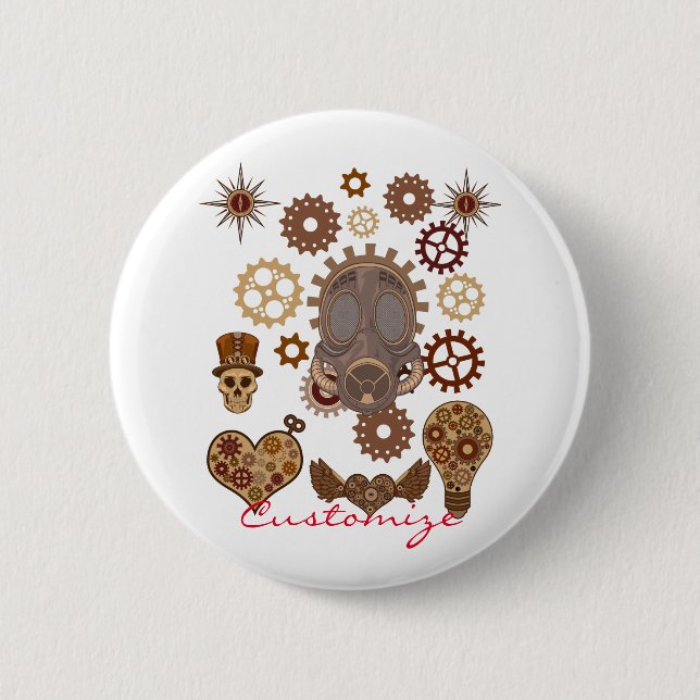 Chapa Redonda De 5 Cm Thunder_Cove del tema Steampunk (Anverso)