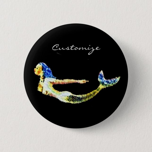 Chapa Redonda De 5 Cm Thunder_Cove, Sirena Nadando (Anverso)