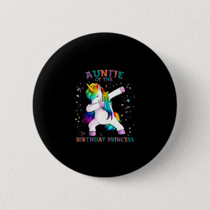 Chapa Redonda De 5 Cm Tía de la princesa de cumpleaños Dab Unicorn frent