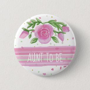 Chapa Redonda De 5 Cm Tía De Ser Una Marca De Agua Rosa Rosa Baby Shower
