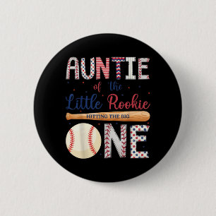 Chapa Redonda De 5 Cm Tía de Un Pequeño Novato de Béisbol Cumpleaños 1