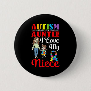 Chapa Redonda De 5 Cm Tía del Autismo Amo a mi Sobrina Conciencia Apoyo