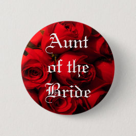 Chapa Redonda De 5 Cm "Tía del ramo color de rosa carmesí de la novia" -